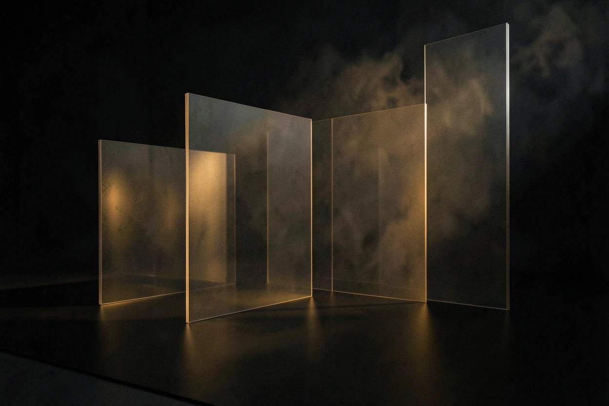 Abstract cinematic studio environment with directional warm light