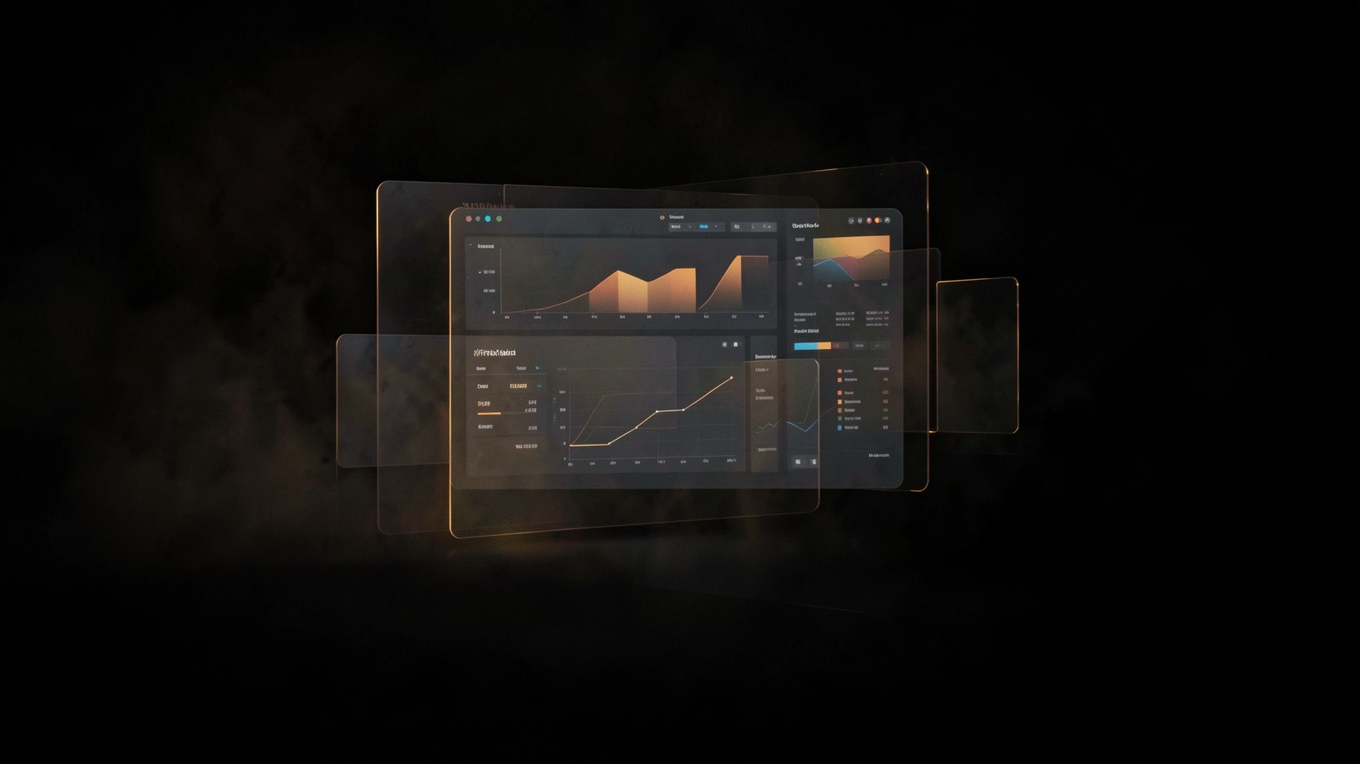 Abstract glowing dashboard interface for a fintech platform